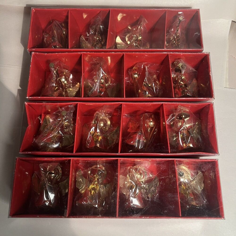 Vintage All The Trimmings - Set Of  All Brass Angel Ornaments Christmas